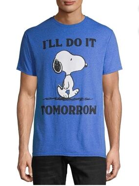 Peanuts Snoopy "I'll do it tomorrow" men’s blue shirt